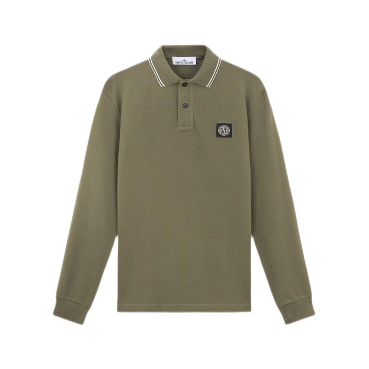 STONE ISLAND - Polo en piqué à design ondulé vert olive - Lothaire