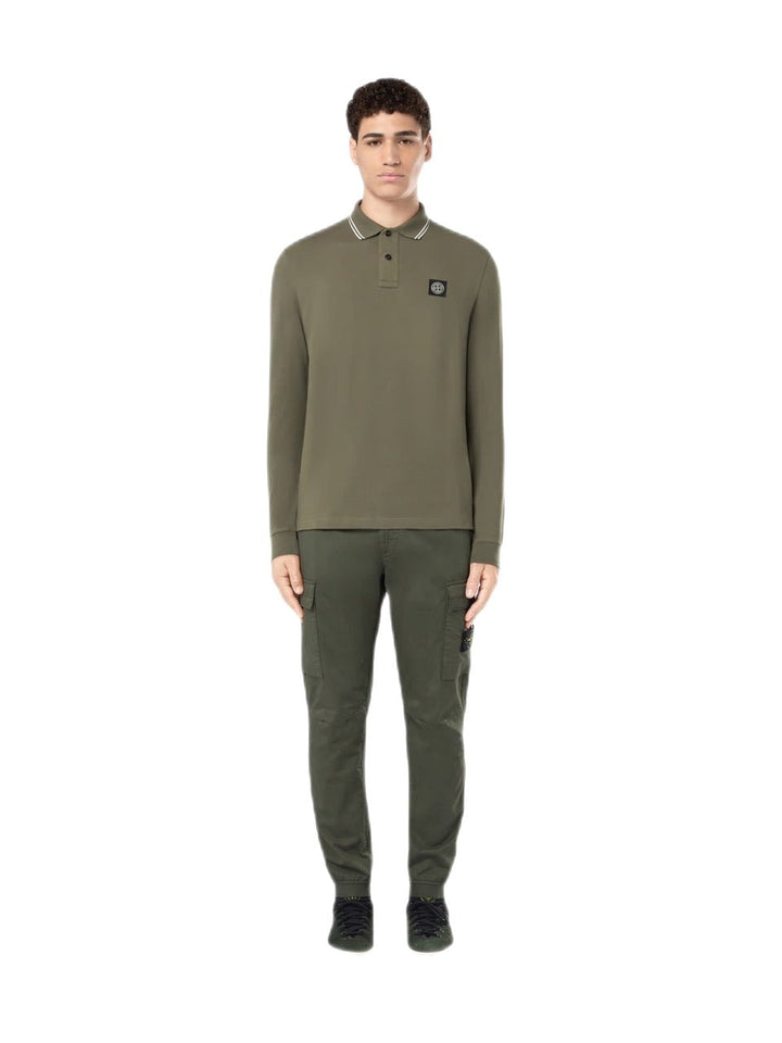 STONE ISLAND - Polo en piqué à design ondulé vert olive - Lothaire