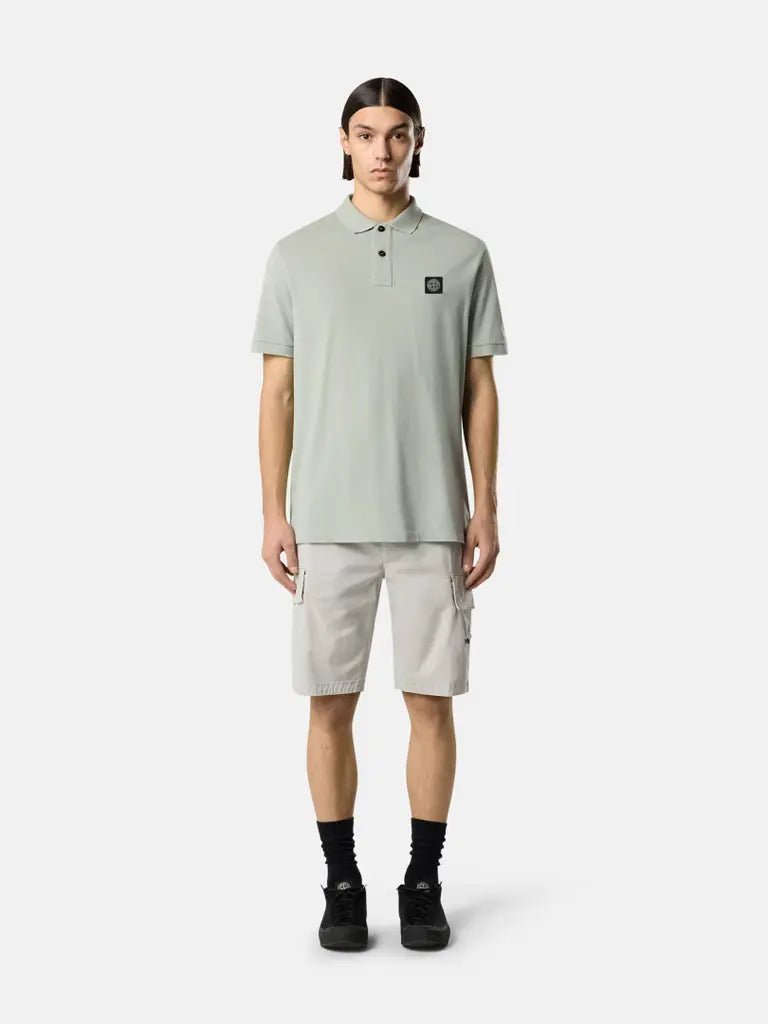 STONE ISLAND - Polo en piqué de coton biologique extensible Vert sauge - Lothaire