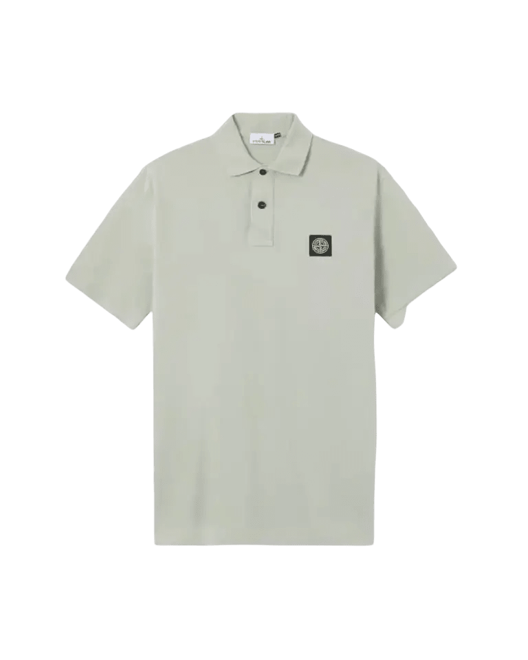 STONE ISLAND - Polo en piqué de coton biologique extensible Vert sauge - Lothaire