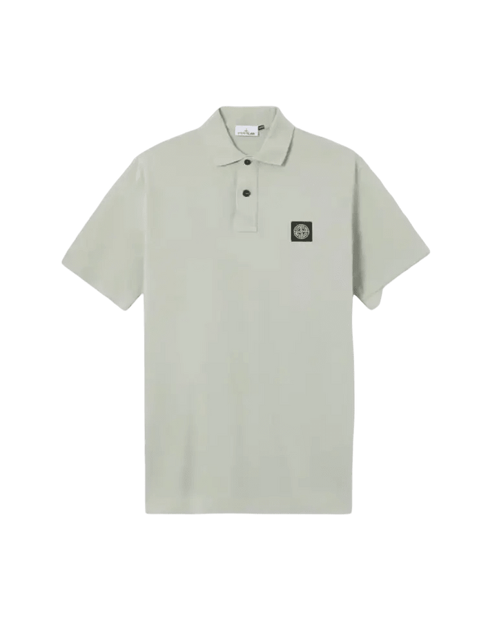 STONE ISLAND - Polo en piqué de coton biologique extensible Vert sauge - Lothaire
