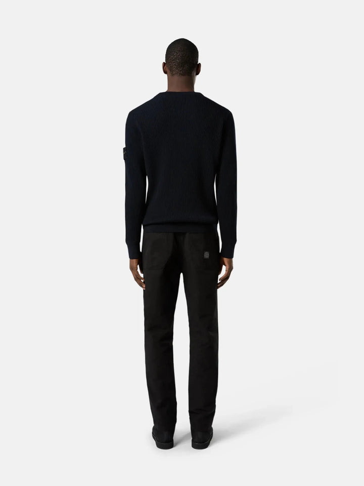 STONE ISLAND - Pull 5100053 FULL RIB RWS WOOL Bleu marine - Lothaire