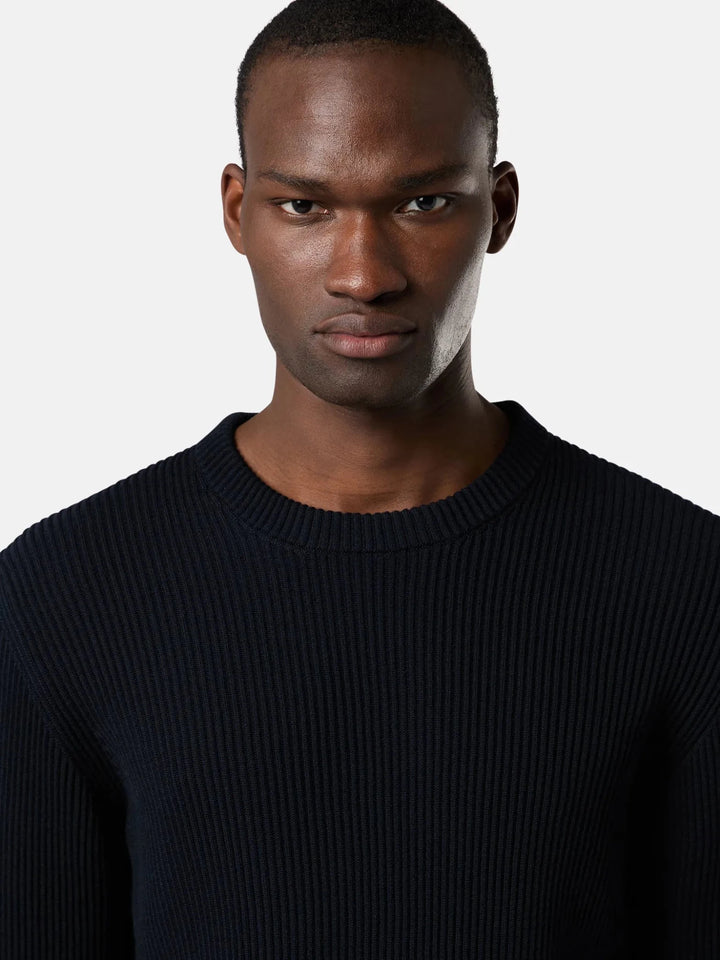 STONE ISLAND - Pull 5100053 FULL RIB RWS WOOL Bleu marine - Lothaire