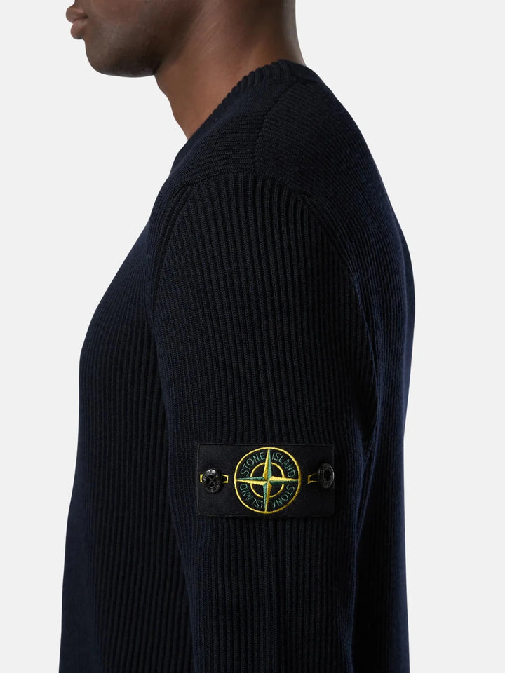 STONE ISLAND - Pull 5100053 FULL RIB RWS WOOL Bleu marine - Lothaire