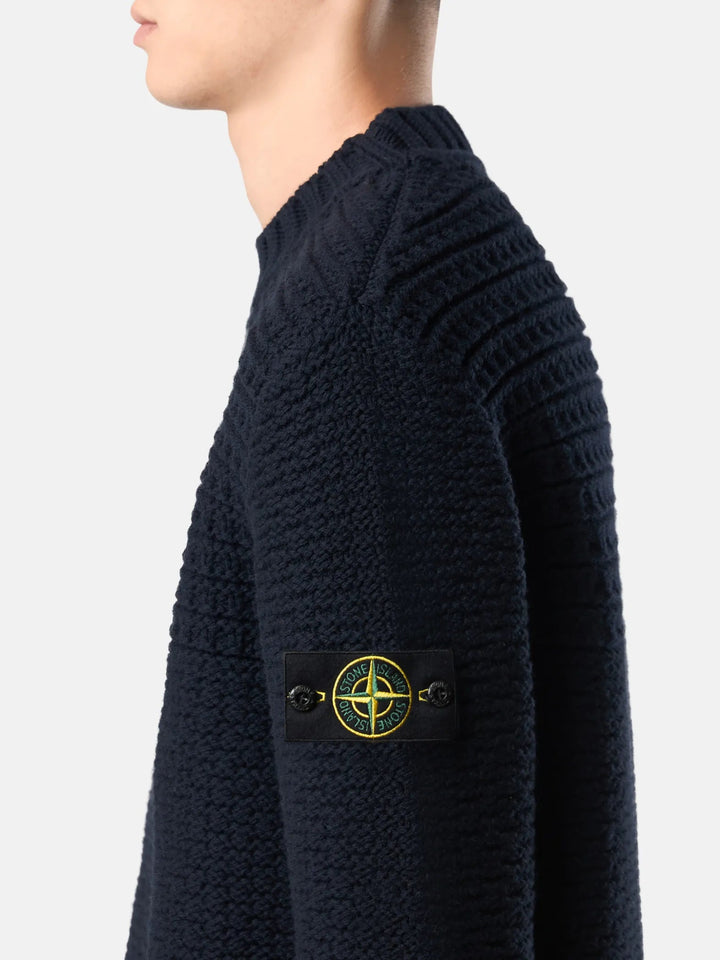 STONE ISLAND - Pull 5100054 Pure Wool Bleu Marine - Lothaire