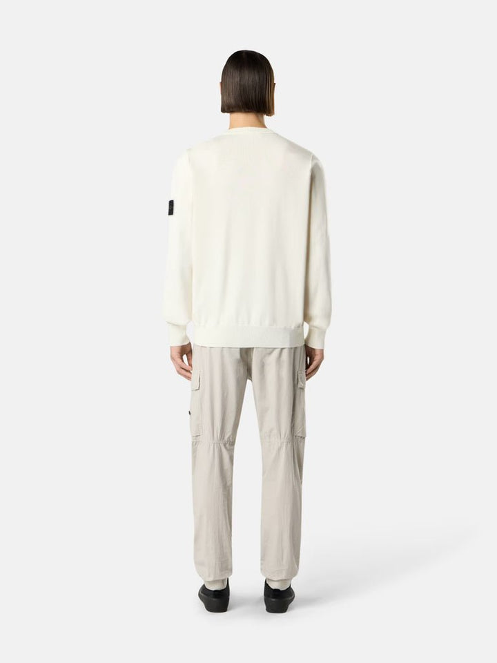 STONE ISLAND - Pull à col rond avec coutures roulées Ivoire - Lothaire