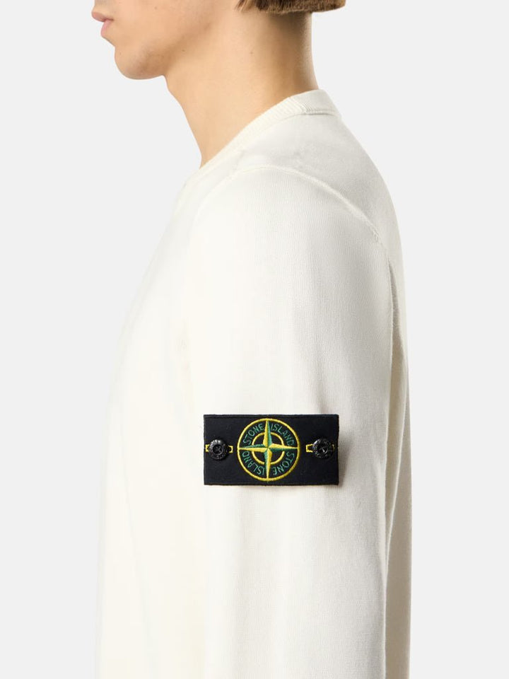 STONE ISLAND - Pull à col rond avec coutures roulées Ivoire - Lothaire