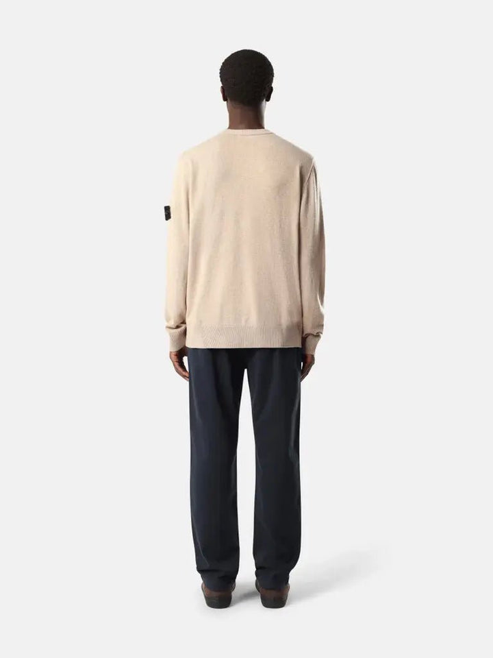 STONE ISLAND - Pull ample en laine Geelong légère Biscuit chiné - Lothaire
