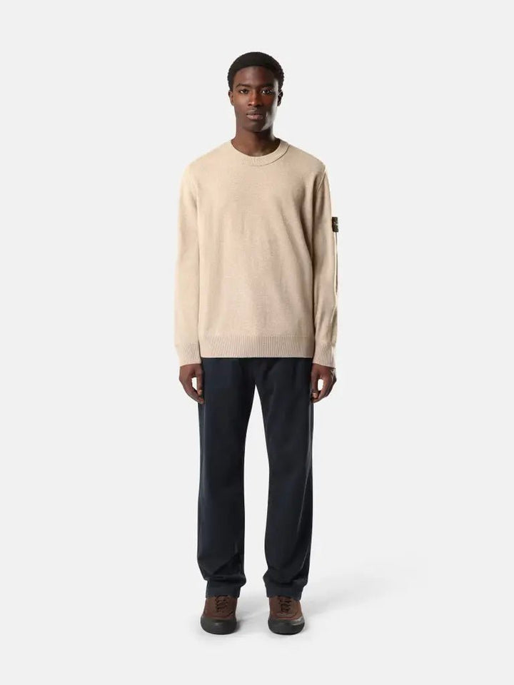 STONE ISLAND - Pull ample en laine Geelong légère Biscuit chiné - Lothaire
