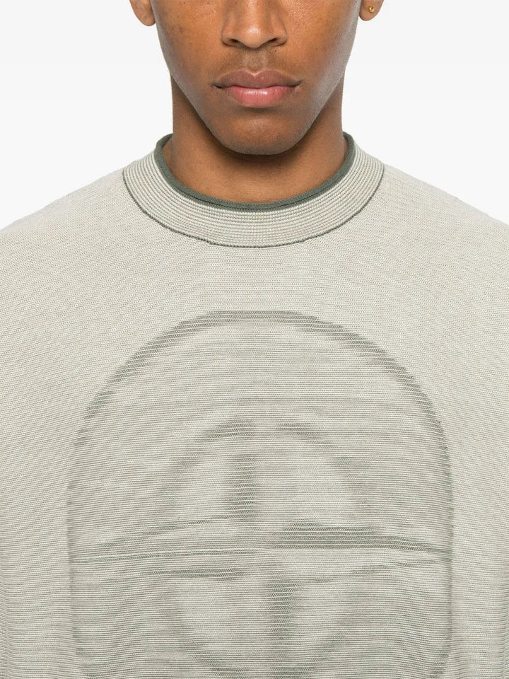 STONE ISLAND - Pull col rond à patch logo beige - Lothaire