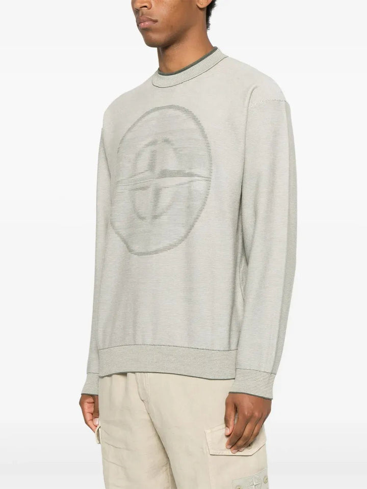 STONE ISLAND - Pull col rond à patch logo beige - Lothaire