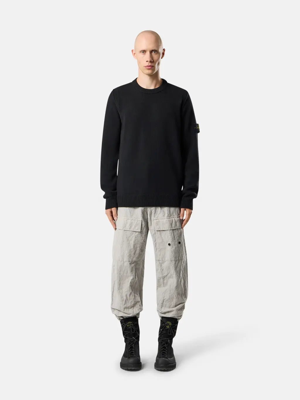 STONE ISLAND - Pull Col Rond en Laine d'Agneau Noir - Lothaire