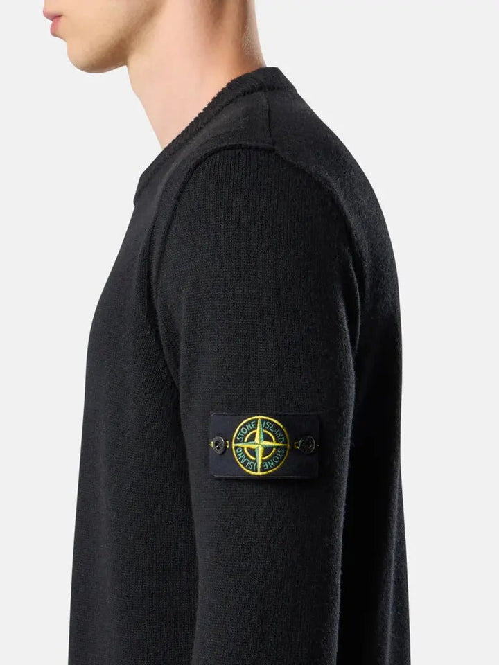 STONE ISLAND - Pull Col Rond en Laine d'Agneau Noir - Lothaire