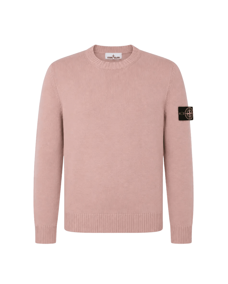 STONE ISLAND - Pull col rond en laine Rose antique - Lothaire