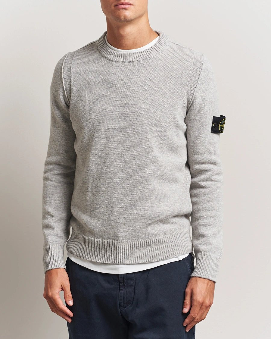 STONE ISLAND – Pull en laine d'agneau Gris chiné - Lothaire