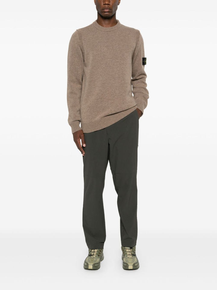 STONE ISLAND - Pull en maille fine à patch logo marron clair - Lothaire
