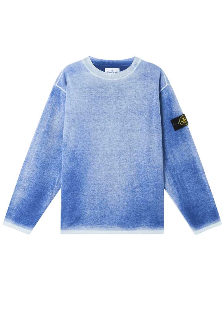 STONE ISLAND - Pull oversize ras - du - cou à intérieur aérographié Bleu - Lothaire