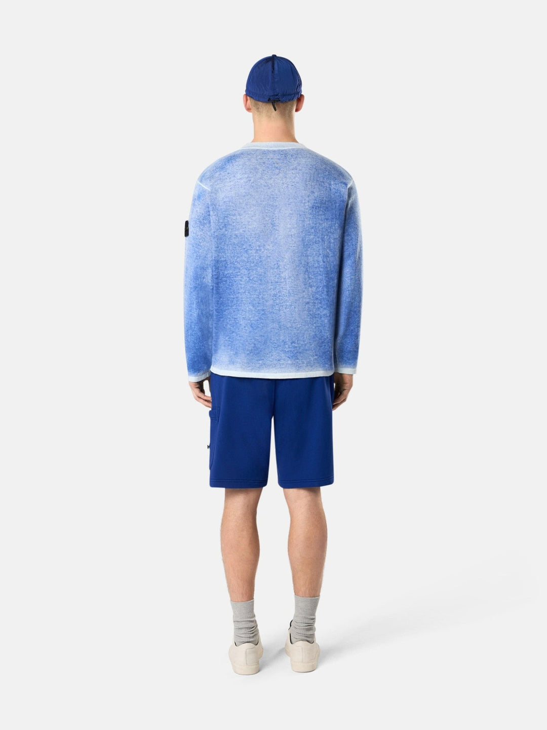 STONE ISLAND - Pull oversize ras - du - cou à intérieur aérographié Bleu - Lothaire