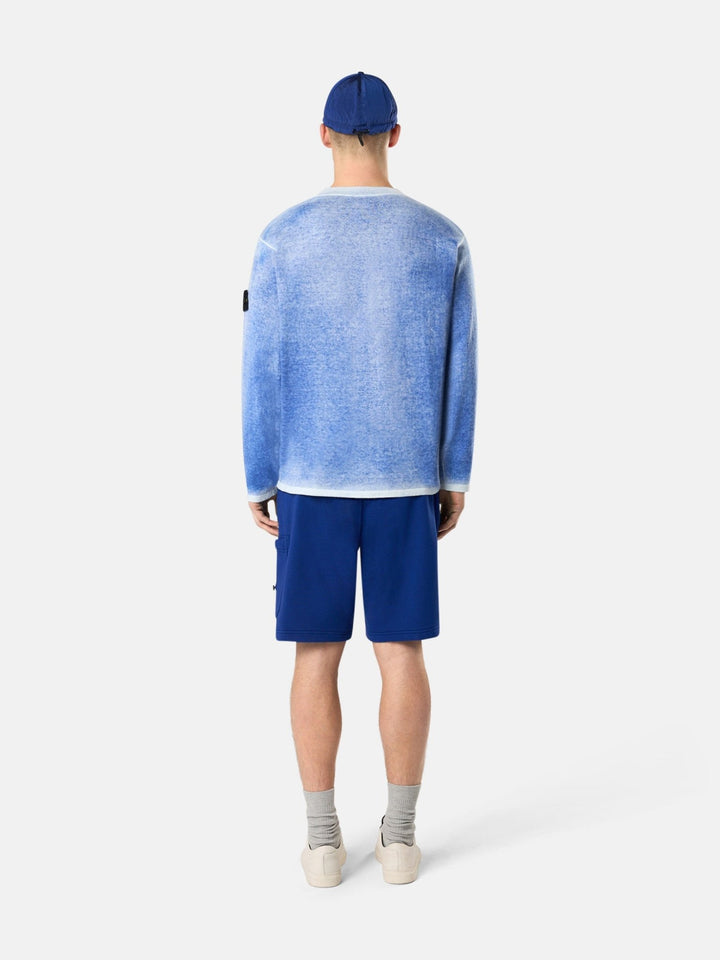 STONE ISLAND - Pull oversize ras - du - cou à intérieur aérographié Bleu - Lothaire