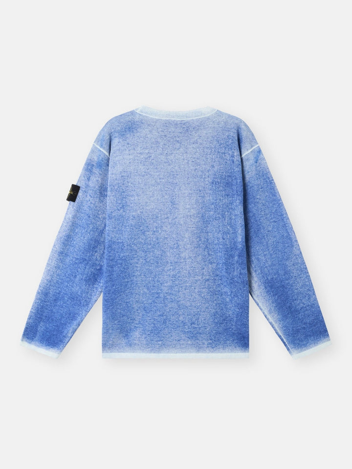 STONE ISLAND - Pull oversize ras - du - cou à intérieur aérographié Bleu - Lothaire