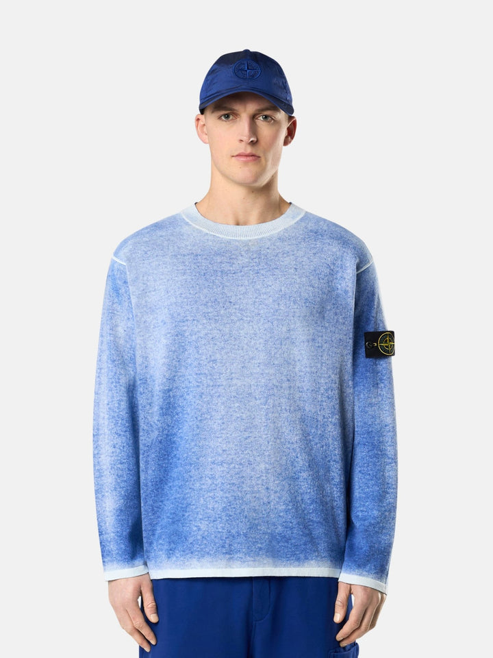 STONE ISLAND - Pull oversize ras - du - cou à intérieur aérographié Bleu - Lothaire