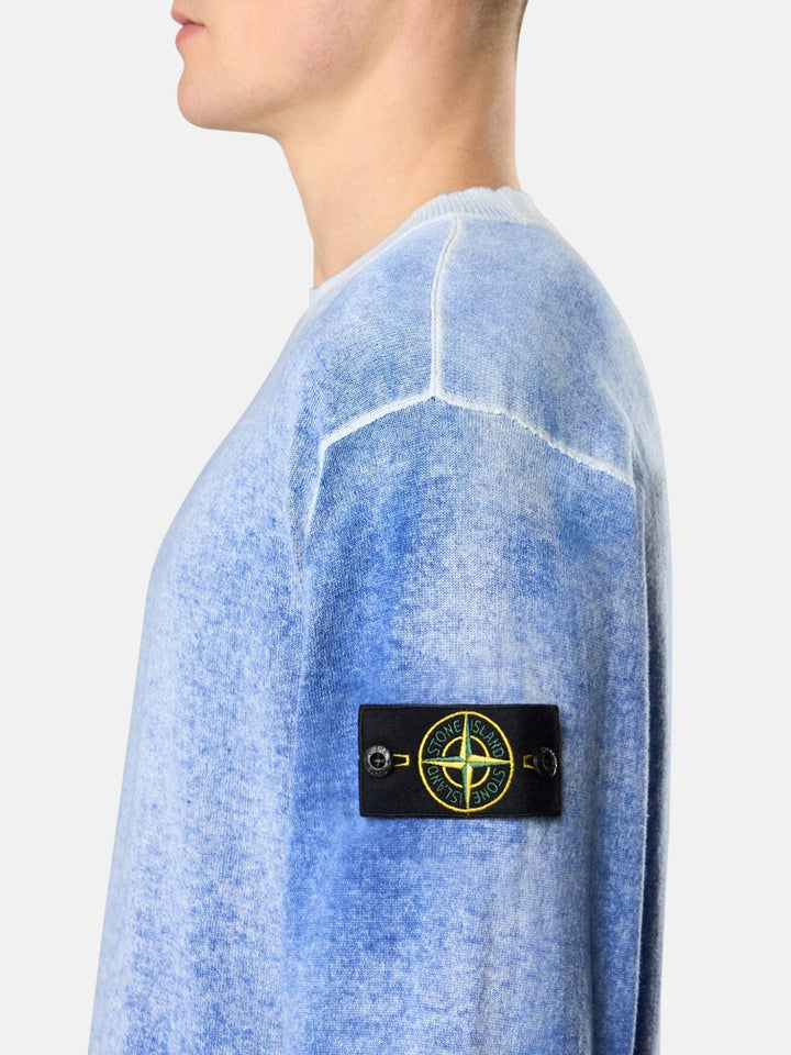 STONE ISLAND - Pull oversize ras - du - cou à intérieur aérographié Bleu - Lothaire