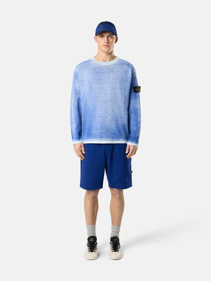 STONE ISLAND - Pull oversize ras - du - cou à intérieur aérographié Bleu - Lothaire