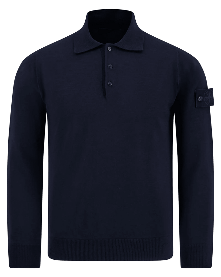 STONE ISLAND - Pull polo en laine Bleu marine - Lothaire