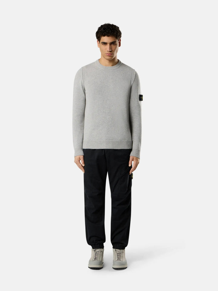 STONE ISLAND - Pull ras - du - cou avec détails en maille envers - Gris - Lothaire