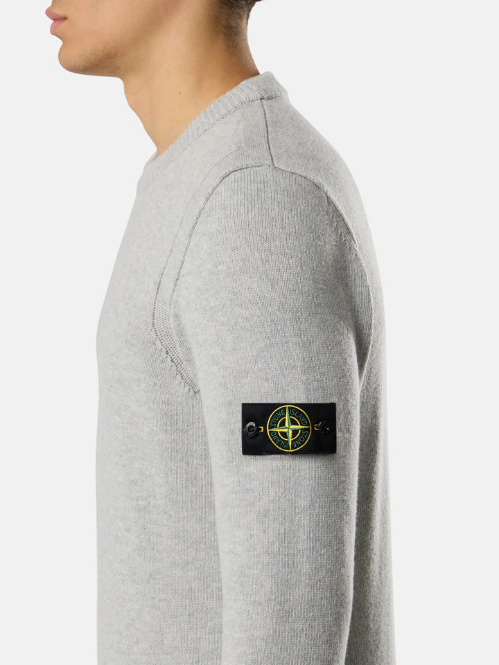 STONE ISLAND - Pull ras - du - cou avec détails en maille envers - Gris - Lothaire
