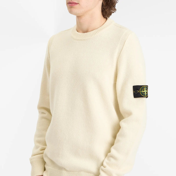 STONE ISLAND - Pull ras - du - cou avec détails en maille envers - Ivoire - Lothaire