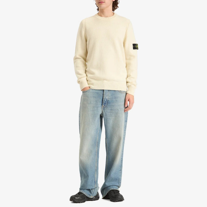 STONE ISLAND - Pull ras - du - cou avec détails en maille envers - Ivoire - Lothaire