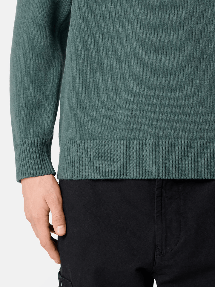 STONE ISLAND - Pull ras-du-cou en laine d’agneau Vert océan - Lothaire