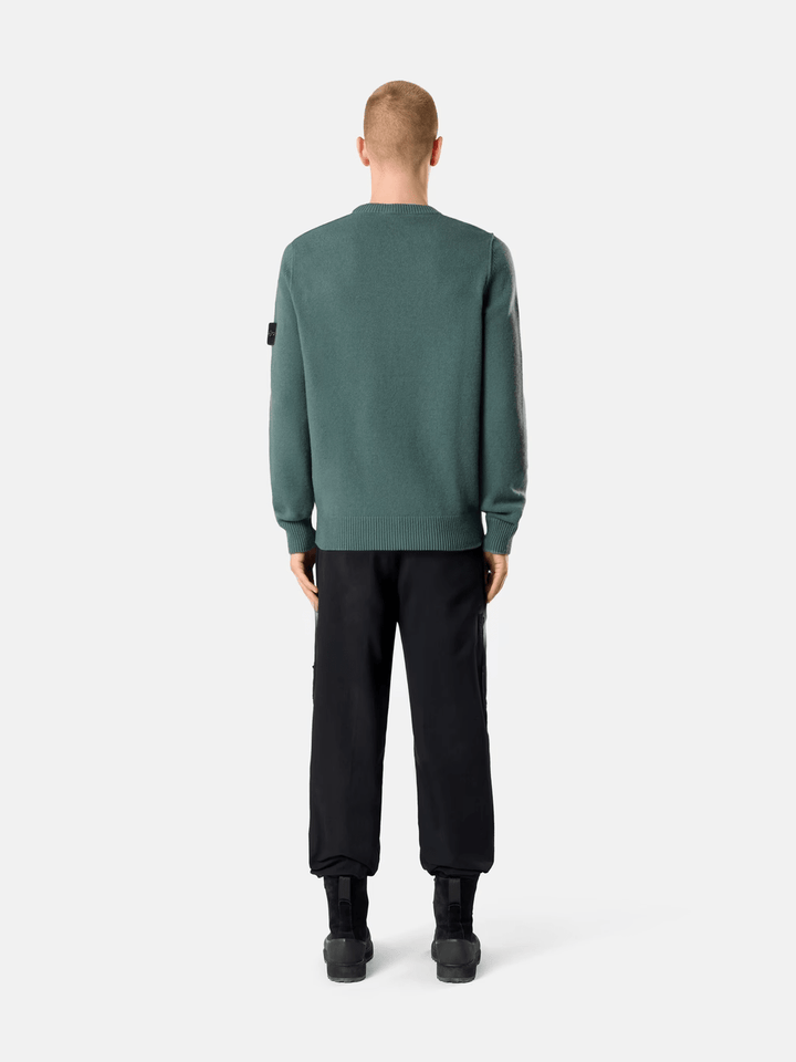 STONE ISLAND - Pull ras-du-cou en laine d’agneau Vert océan - Lothaire