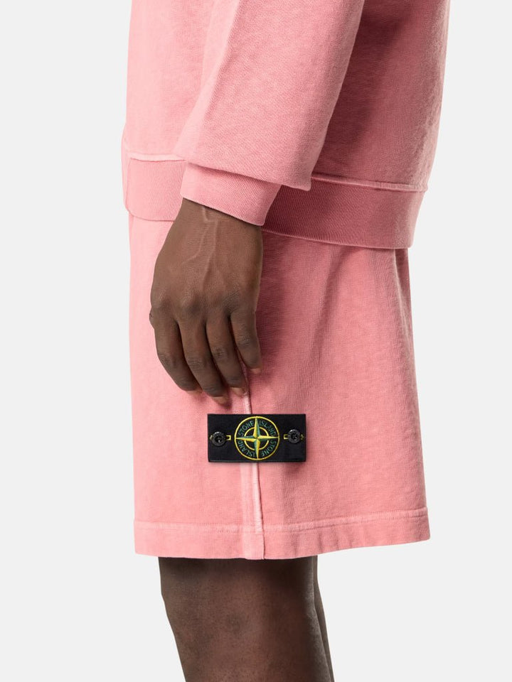 STONE ISLAND - Short de Jogging Ample en Molleton Malfilé Rose Laurier - Lothaire