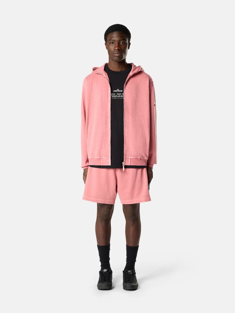 STONE ISLAND - Short de Jogging Ample en Molleton Malfilé Rose Laurier - Lothaire