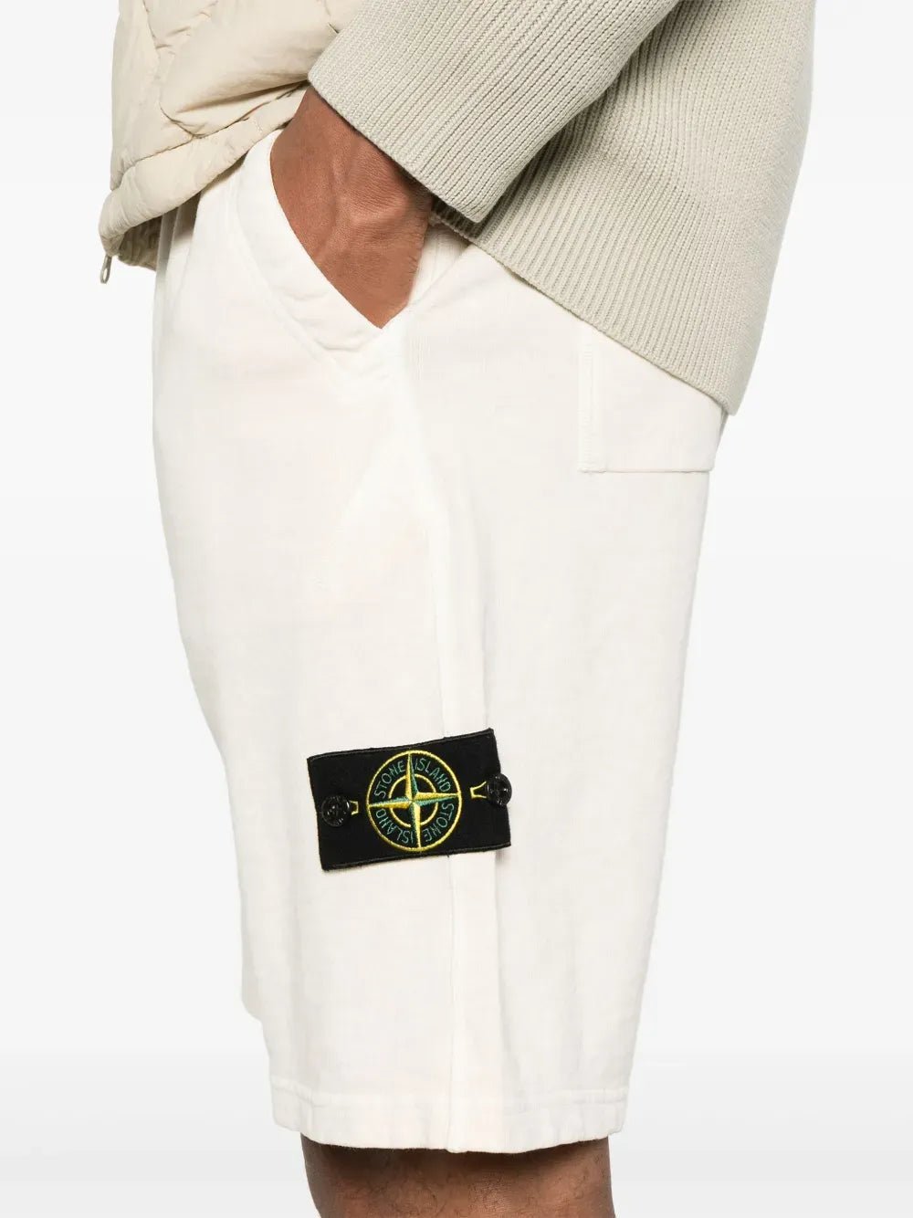 STONE ISLAND - Short de sport en coton beige clair - Lothaire