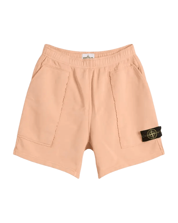 STONE ISLAND - short en molleton de coton à logo Rose plâtre - Lothaire