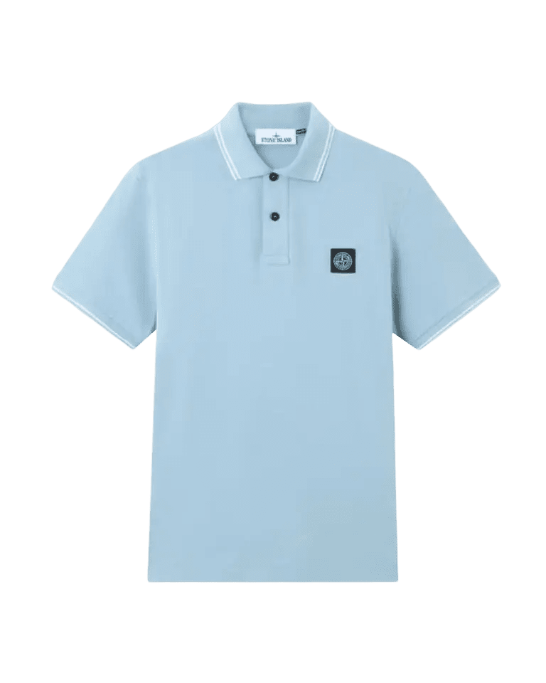 STONE ISLAND - STONE ISLAND - Polo Slim en Piqué de Coton Stretch Bleu Poudré - Lothaire