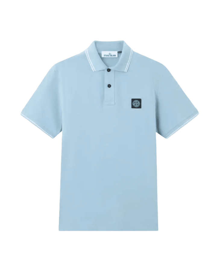 STONE ISLAND - STONE ISLAND - Polo Slim en Piqué de Coton Stretch Bleu Poudré - Lothaire