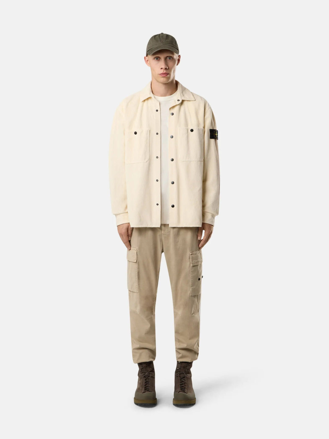 STONE ISLAND - Surchemise 1200012 Organic Cotton Corduroy 800 Ivoire - Lothaire