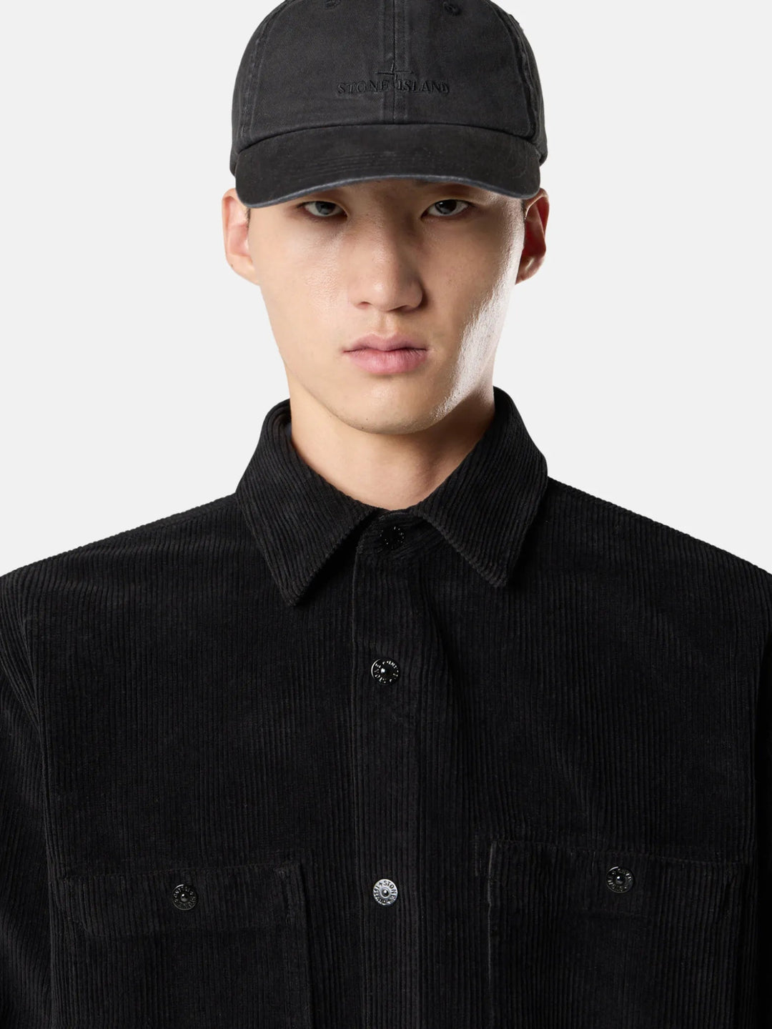STONE ISLAND - Surchemise 1200012 ORGANIC COTTON CORDUROY 800 Noir - Lothaire