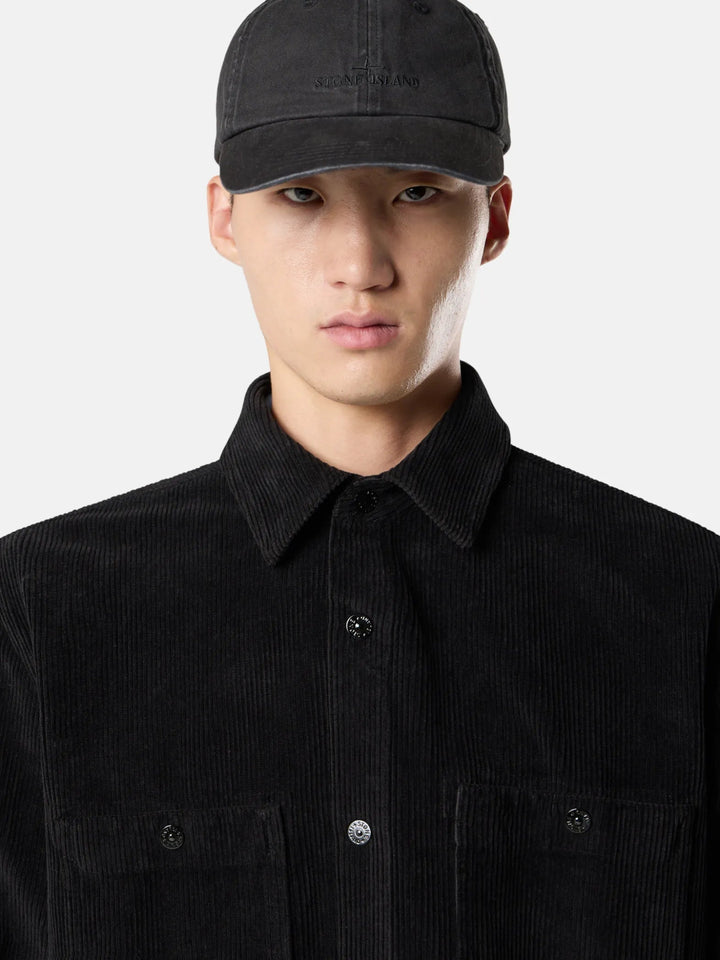 STONE ISLAND - Surchemise 1200012 ORGANIC COTTON CORDUROY 800 Noir - Lothaire