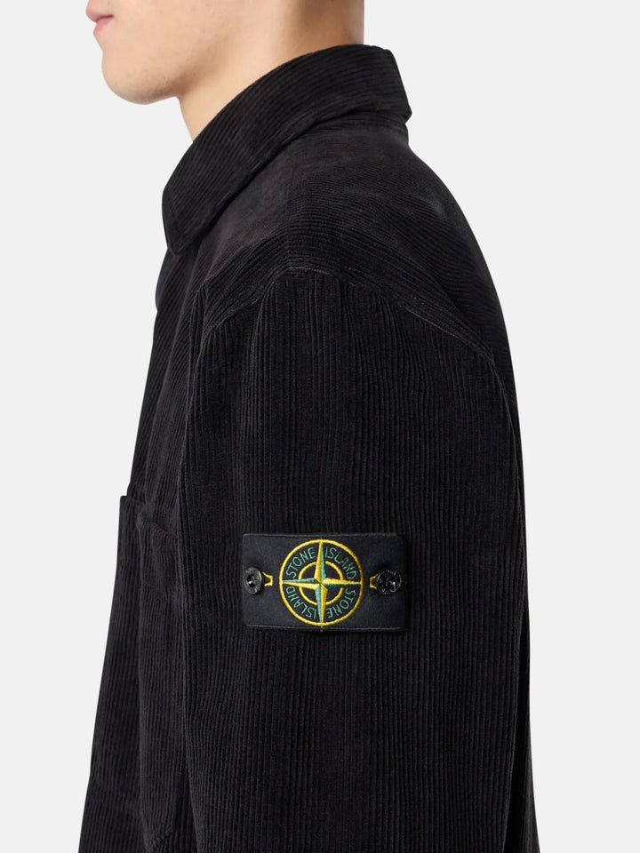 STONE ISLAND - Surchemise 1200012 ORGANIC COTTON CORDUROY 800 Noir - Lothaire
