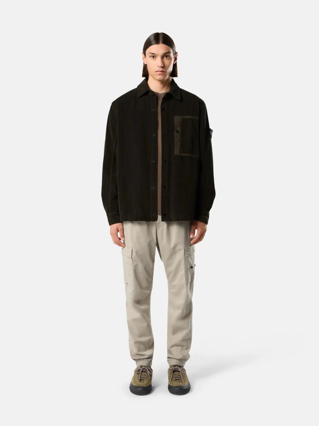 STONE ISLAND - Surchemise 1200016 ORGANIC COTTON CORDUROY 800 Gris charbon - Lothaire