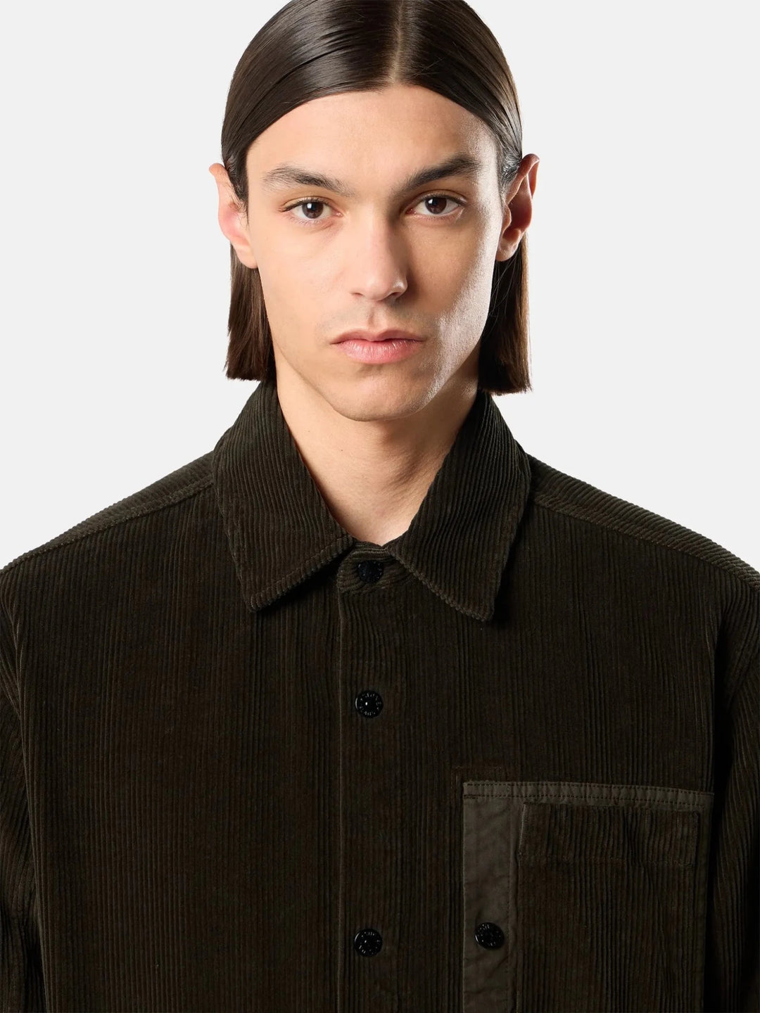STONE ISLAND - Surchemise 1200016 ORGANIC COTTON CORDUROY 800 Gris charbon - Lothaire