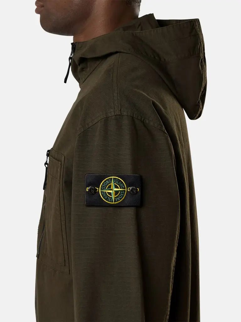 STONE ISLAND – Surchemise à capuche Ripstop Gris anthracite - Lothaire