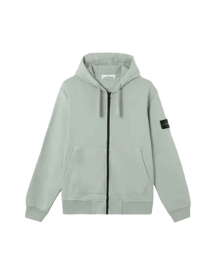 STONE ISLAND - Sweat à Capuche Zippé en Coton Bio Vert Océan - Lothaire