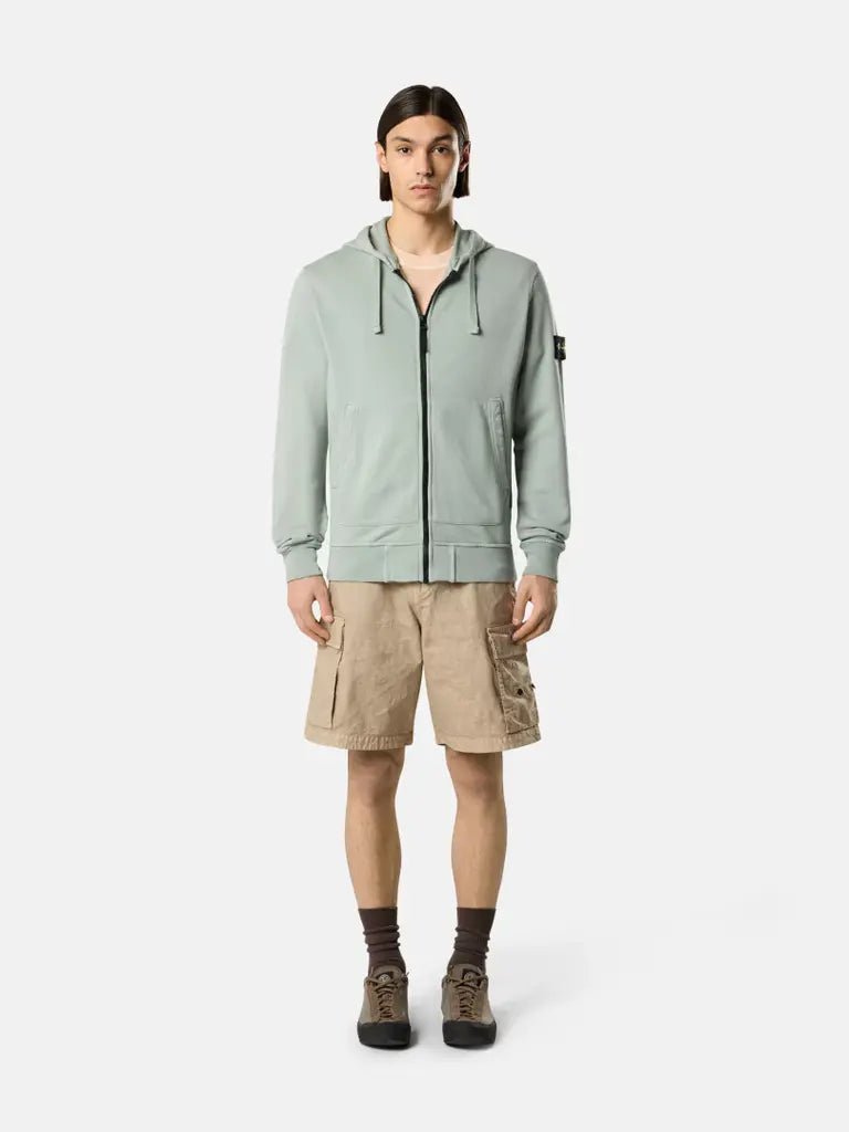 STONE ISLAND - Sweat à Capuche Zippé en Coton Bio Vert Océan - Lothaire