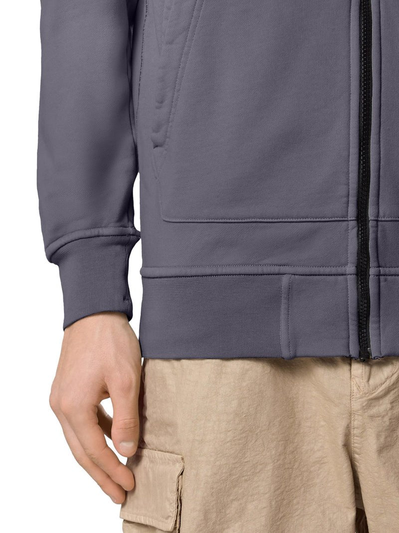 STONE ISLAND - Sweat à Capuche Zippé en Coton Biologique Bleu Gris - Lothaire